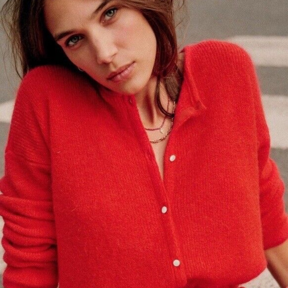 Sezane Bright Red Cardigan
